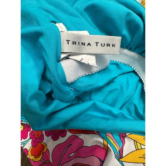 Trina Turk Fontaine Off The Shoulder Ruffle One Piece Swimsuit Sz 10 READ - Picture 9 of 11